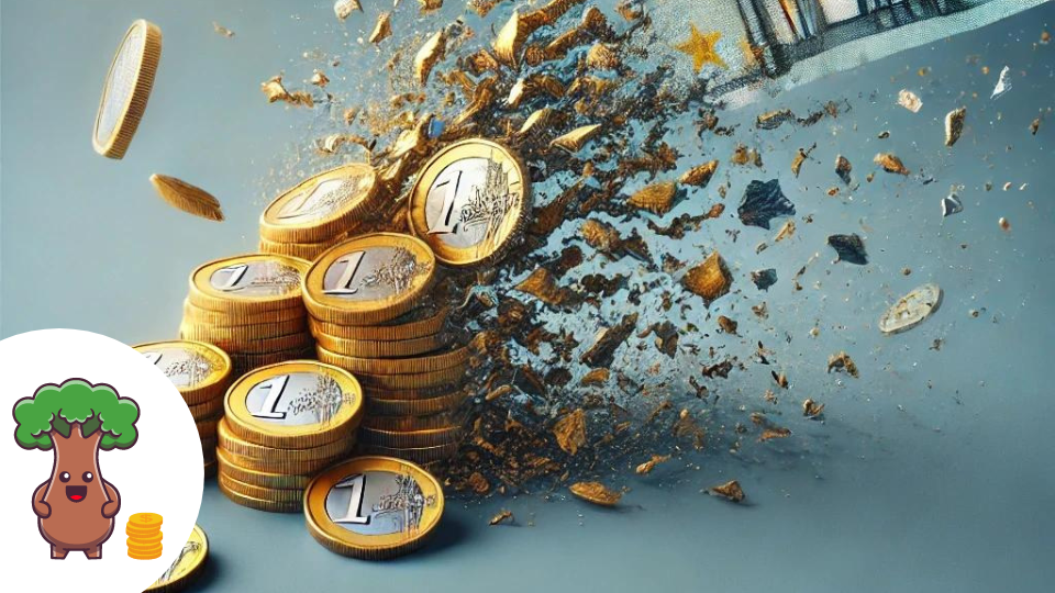 Image avec un billet des pieces d'évaporant, réprésentant les frais en bourse